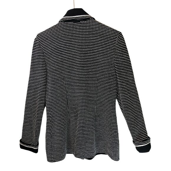 St John Collection Marie Gray Collared Cardigan‎ Sweater Black And White 6 - Picture 4 of 6